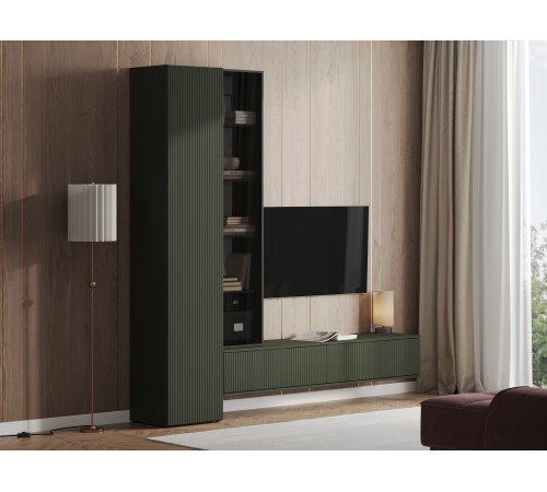 ТВ-тумба подвесная Амели 2 ящ, оливковый базальт