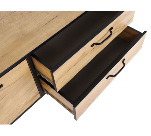 ТВ-тумба Виртон закрытая, дуб крафт золотой/черный