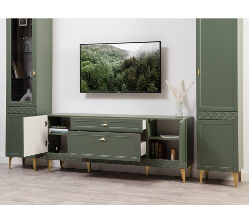 ТВ-тумба Марион 16.167, дымчатый зеленый/олива шагрень