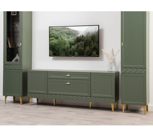 ТВ-тумба Марион 16.167, дымчатый зеленый/олива шагрень