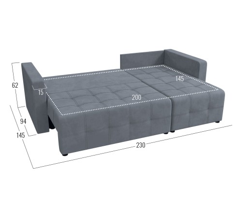 Диван Кантри угловой, серый