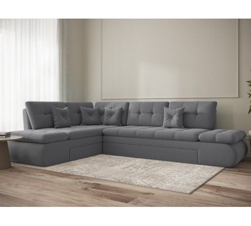 Диван Степ Тайм угловой с трещотками, темно-серый