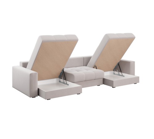 Диван Клермон П-образный с оттоманками, бежевый