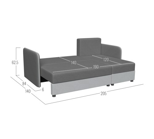 Диван Салем угловой, серый