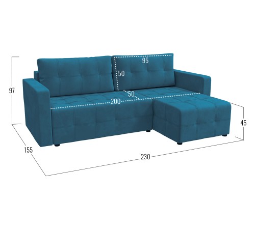 Диван Кантри угловой, синий