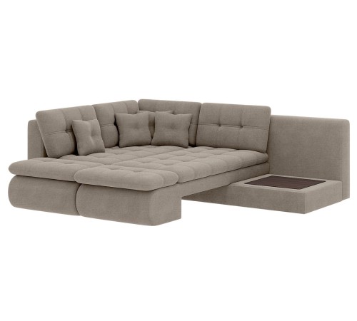 Диван Степ Тайм угловой с трещотками, серо-бежевый