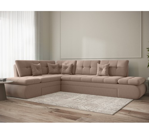 Диван Степ Тайм угловой с трещотками, бежевый