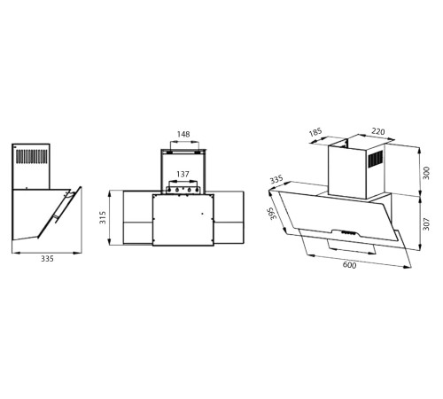 Вытяжка EVELUX Rikka 60 BG, черный