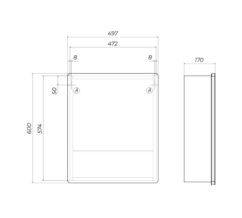 Шкаф навесной Геометрия Комфорт 500 с зеркалом