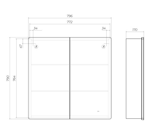 Шкаф навесной Геометрия Классик 1000 с зеркалом
