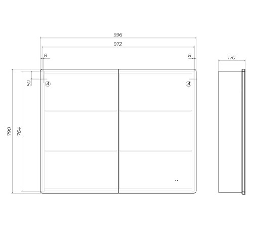 Шкаф навесной Геометрия Классик 1000 с зеркалом