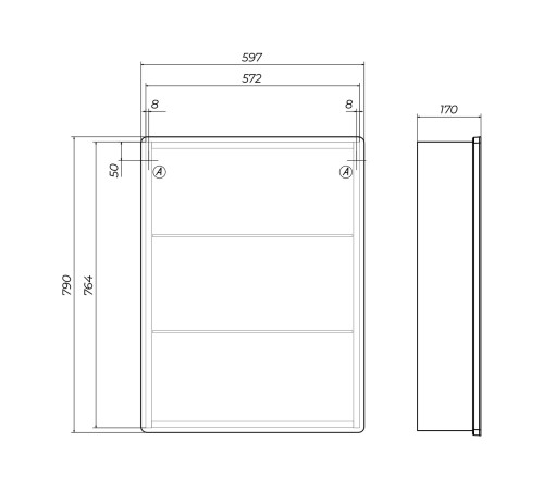 Шкаф навесной Геометрия Классик 1000 с зеркалом