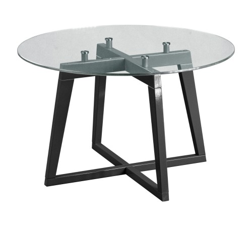Стол журнальный Рилле 445, серый графит/стекло прозрачное (круг)
