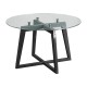 Стол журнальный Рилле 445, серый графит/стекло прозрачное (круг)